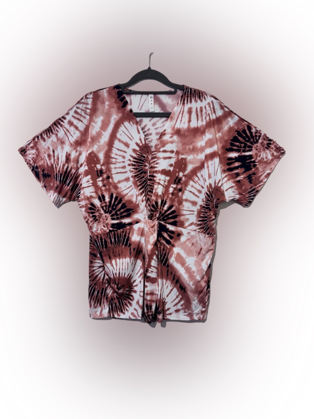 mts Mauve black and White Tie-Dye Top NWOT